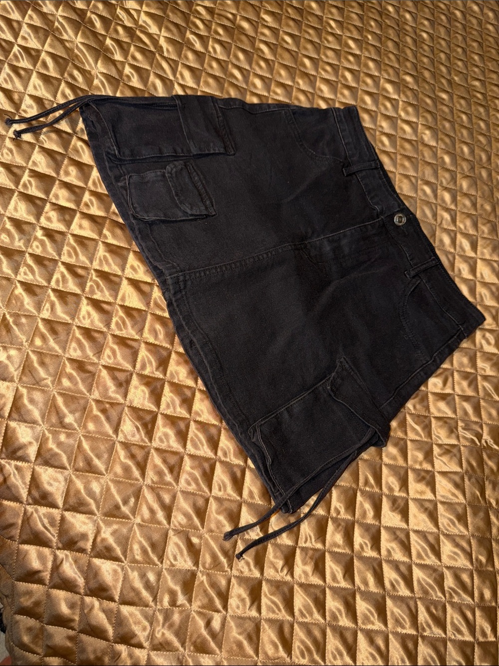 Black Cargo Mini Skirt with Stretch & Side Ties